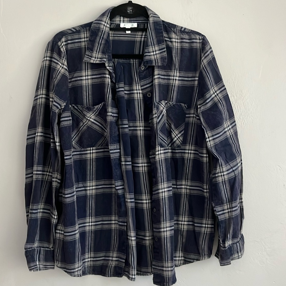 Abound Plaid Flannel Long Sleeve Button Down Top XL
